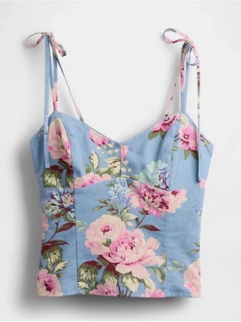 Gap Floral Tie-Shoulder Cami Top in Sky Blue